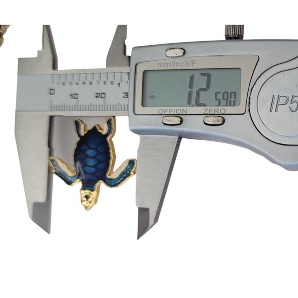 1987 Wm Spear Gold Tone Blue Enamel Sea Turtle Pin, Signed E671 - Picture 7 of 8